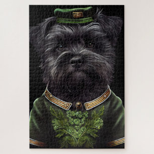 Affenpinscher dog in St. Patrick's Day Dress Jigsaw Puzzle