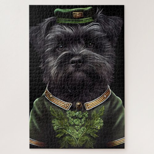 Affenpinscher dog in St Patricks Day Dress Jigsaw Puzzle