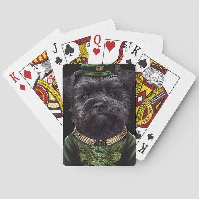 Affenpinscher dog in St. Patrick's Day Dress Poker Cards (Back)