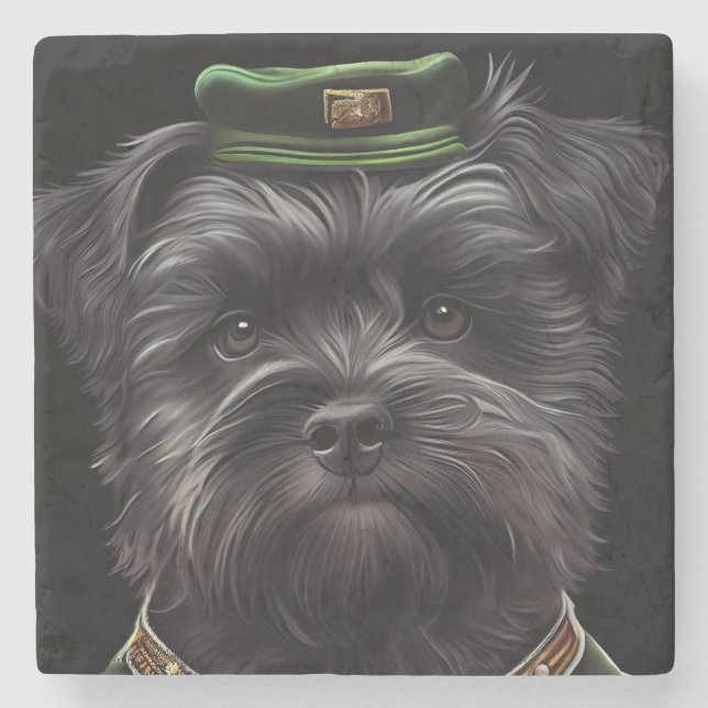 Affenpinscher dog in St. Patrick's Day Dress Stone Coaster (Front)