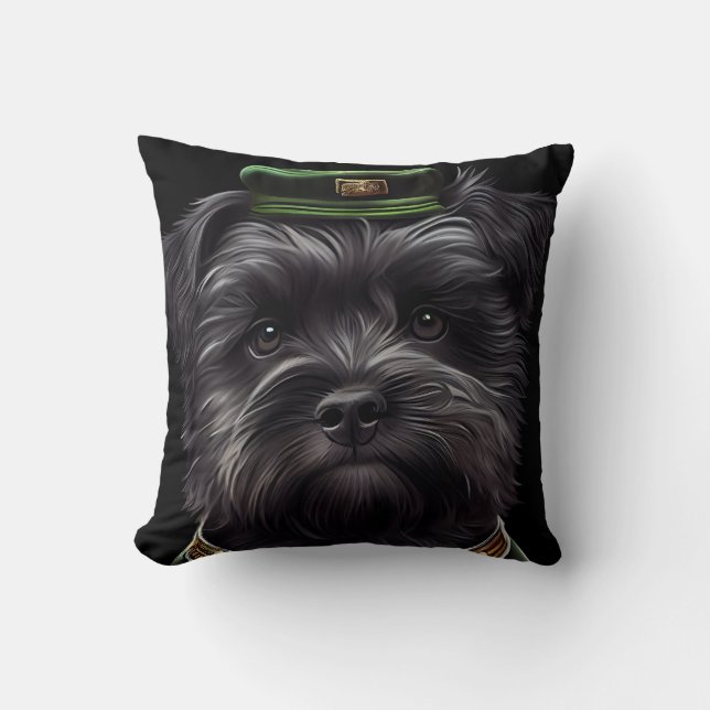 Affenpinscher dog in St. Patrick's Day Dress  Throw Pillow (Front)