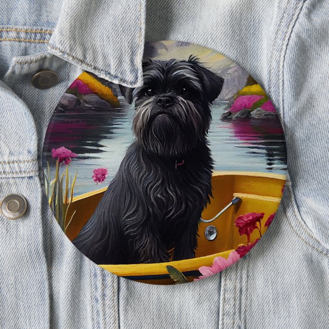  Affenpinscher Dog on a Paddle: A Scenic Adventure Button (In Situ)