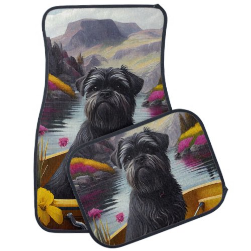 Affenpinscher Dog on a Paddle A Scenic Adventure Car Floor Mat