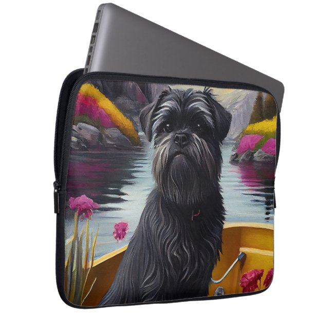 Affenpinscher Dog on a Paddle: A Scenic Adventure Laptop Sleeve (Front Right)