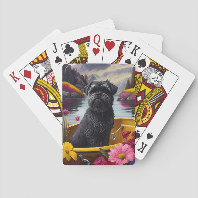  Affenpinscher Dog on a Paddle: A Scenic Adventure Poker Cards (Back)