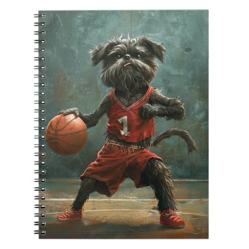Affenpinscher Dog Playing Basketball Notebook