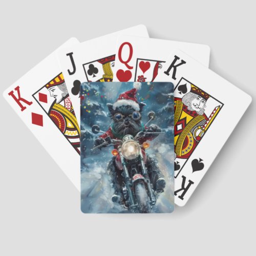 Affenpinscher Dog Riding Motorcycle Christmas Jumbo Poker Cards