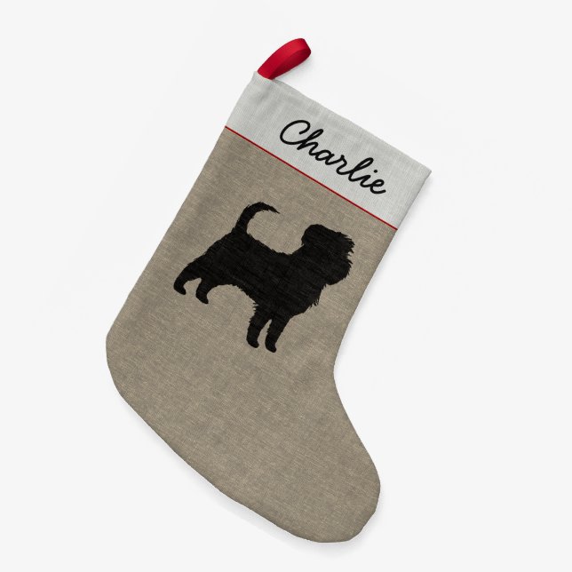 Affenpinscher Dog Silhouette Personalized Holiday Small Christmas Stocking (Front (Hanging))