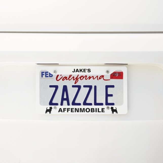 Affenpinscher Dog Silhouettes Affenmobile - Custom License Plate Frame (On Car)