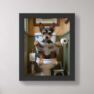 Affenpinscher Dog Sitting On Toilet Funny Framed Art