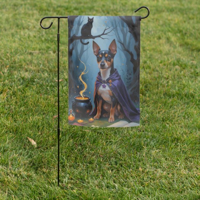 Affenpinscher Dog Whimsical Halloween Painting Garden Flag (In SItu)