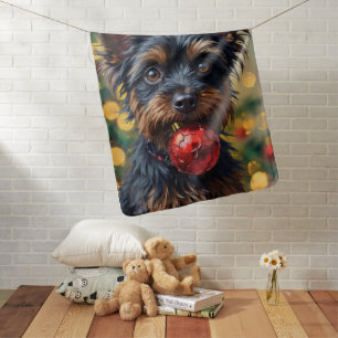 Affenpinscher Dog with Christmas Ornament Baby Blanket