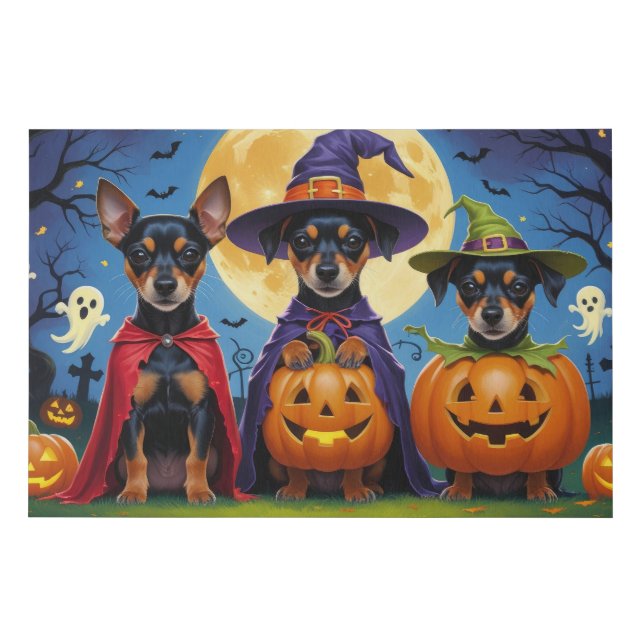 Affenpinscher Dogs Pumpkin Halloween Funny Faux Canvas Print (Front)