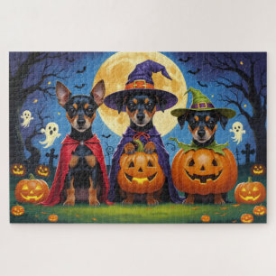 Affenpinscher Dogs Pumpkin Halloween Funny Jigsaw Puzzle
