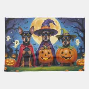 Affenpinscher Dogs Pumpkin Halloween Funny Kitchen Towel