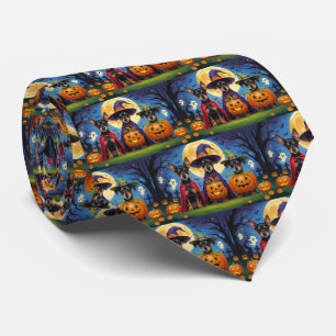Affenpinscher Dogs Pumpkin Halloween Funny Neck Tie