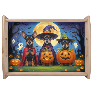 Affenpinscher Dogs Pumpkin Halloween Funny Serving Tray