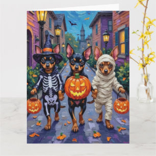 Affenpinscher Dogs Trick-or-Treating in Halloween  Card