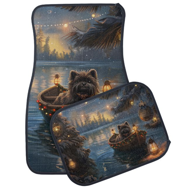 Affenpinscher Festive Christmas Voyage Car Floor Mat (Set)
