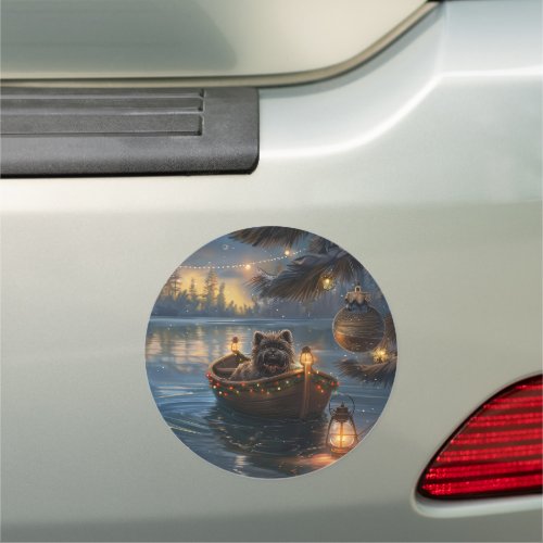 Affenpinscher Festive Christmas Voyage Car Magnet