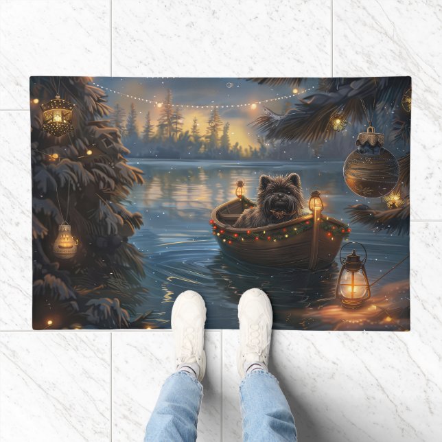 Affenpinscher Festive Christmas Voyage Doormat (Indoor)