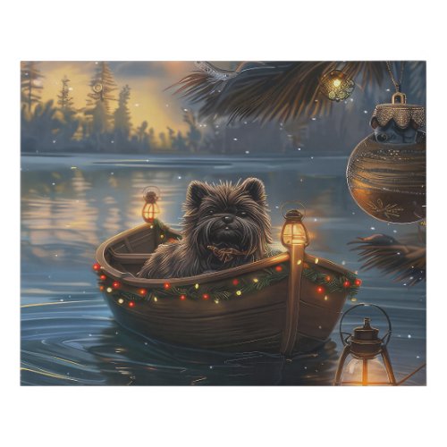 Affenpinscher Festive Christmas Voyage Faux Canvas Print