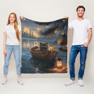 Affenpinscher Festive Christmas Voyage Fleece Blanket