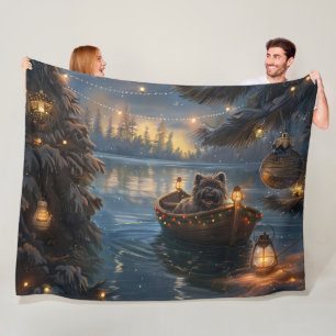 Affenpinscher Festive Christmas Voyage Fleece Blanket