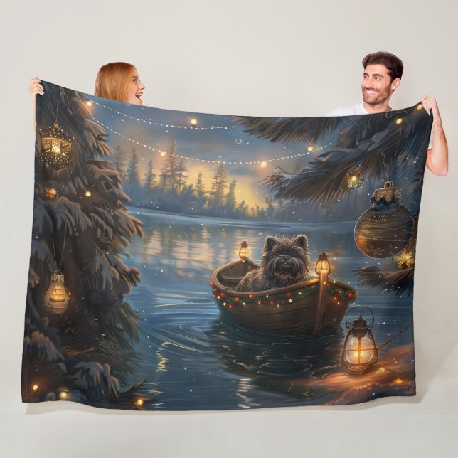 Affenpinscher Festive Christmas Voyage Fleece Blanket (In Situ)