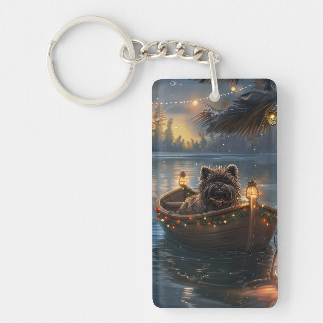 Affenpinscher Festive Christmas Voyage Keychain (Front)