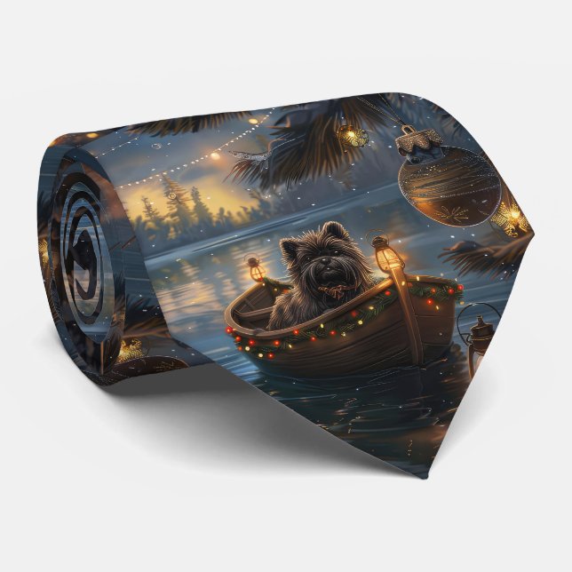 Affenpinscher Festive Christmas Voyage Neck Tie (Rolled)