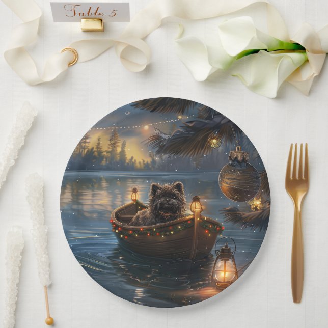 Affenpinscher Festive Christmas Voyage Paper Plates (Wedding)