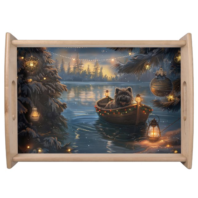 Affenpinscher Festive Christmas Voyage Serving Tray (Front)