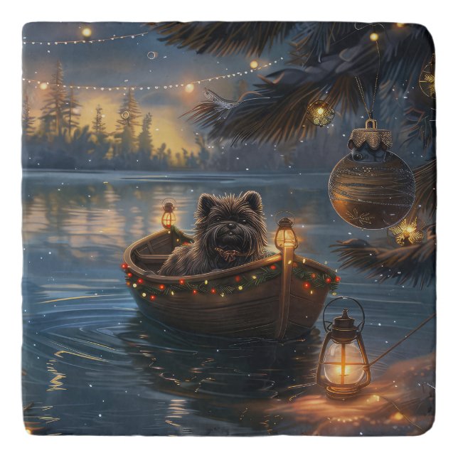 Affenpinscher Festive Christmas Voyage Trivet (Front)