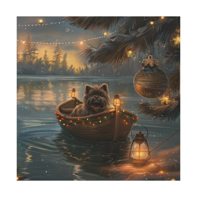 Affenpinscher Festive Christmas Voyage Wood Wall Art (Front)