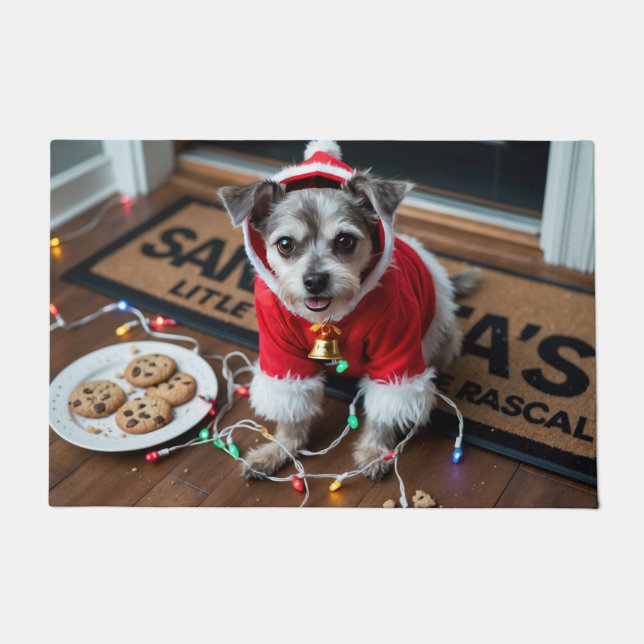 Affenpinscher Festive Holiday Christmas Doormat (Front)