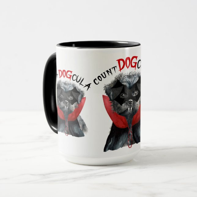 Affenpinscher Funny Count DOGcula Halloween Mug (Front Left)