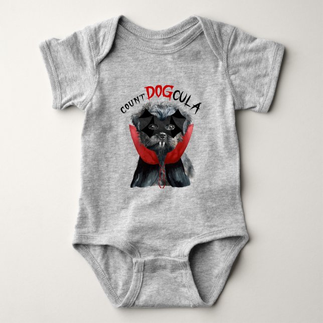 Affenpinscher Funny Halloween Vampire Dog Baby Bodysuit (Front)