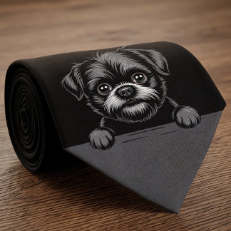 Affenpinscher Funny Peeking Puppy Dog Lover Neck Tie