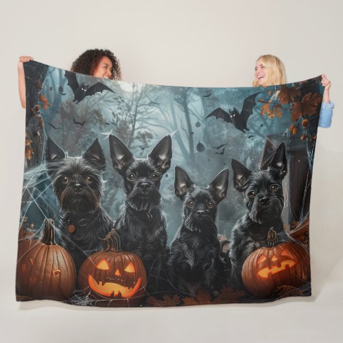 Affenpinscher Halloween Night Doggy Delight Fleece Blanket