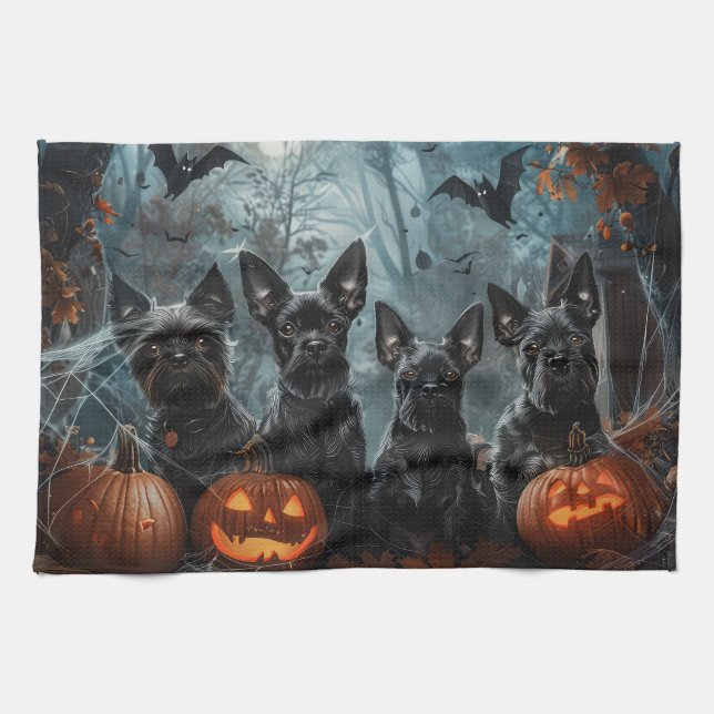 Affenpinscher Halloween Night Doggy Delight Kitchen Towel (Horizontal)