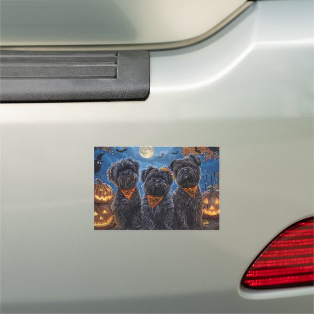 Affenpinscher Halloween Spooky Car Magnet (In Situ)