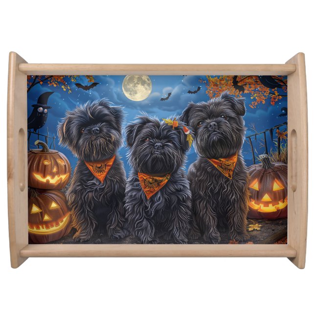 Affenpinscher Halloween Spooky Serving Tray (Front)