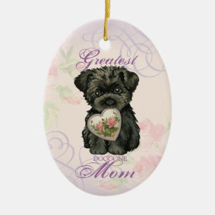 Affenpinscher Heart Mom Ceramic Ornament