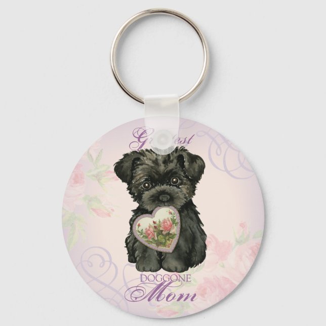 Affenpinscher Heart Mom Keychain (Front)