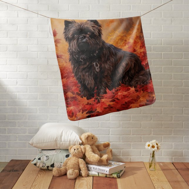 Affenpinscher in Autumn Leaves Fall Inspired  Baby Blanket (In Situ)