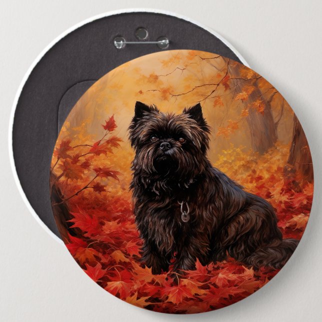 Affenpinscher in Autumn Leaves Fall Inspired  Button (Front & Back)