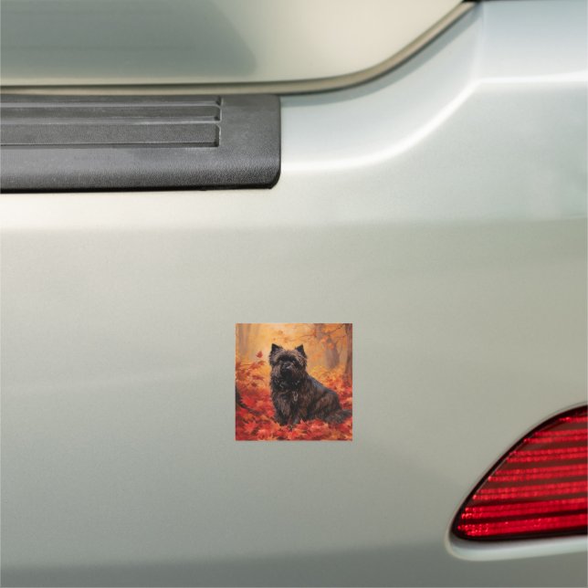 Affenpinscher in Autumn Leaves Fall Inspired  Car Magnet (In Situ)