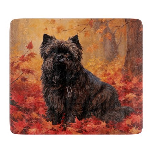 Affenpinscher in Autumn Leaves Fall Inspired  Cutting Board