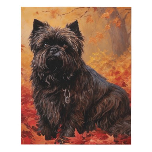 Affenpinscher in Autumn Leaves Fall Inspired  Faux Canvas Print